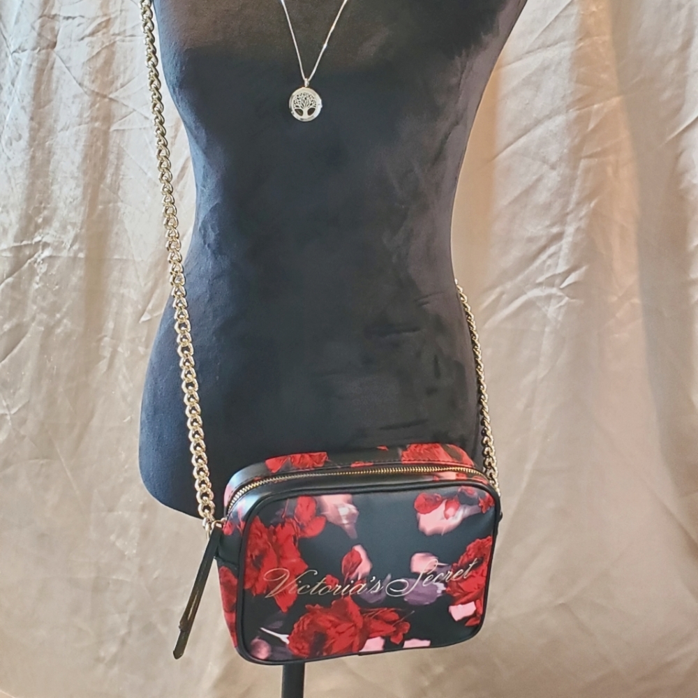 Victoria's Secret Floral Crossbody Purse with Chain Strap